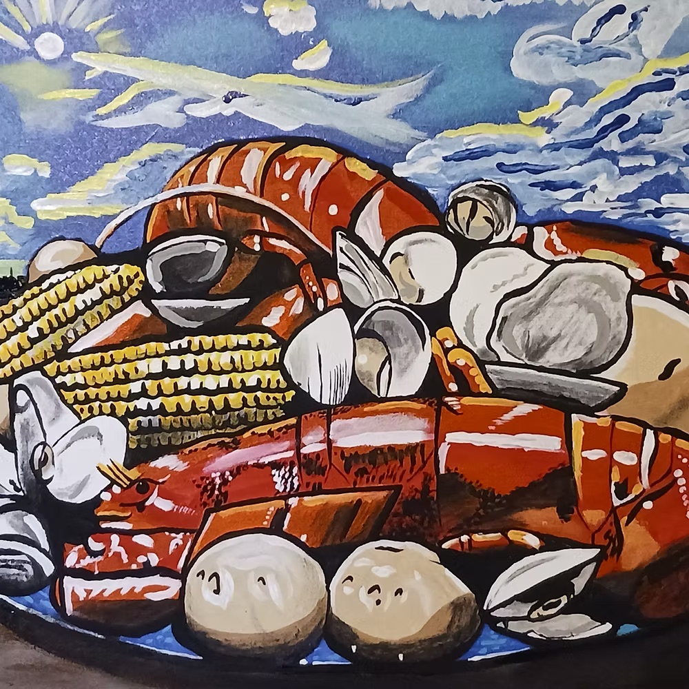 Visitors viewing completed murals at Kilburn Mill